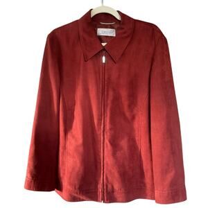 Vintage Red Orange Vegan Suede Jacket - 46 L/XL Retro Western 70s Inspired